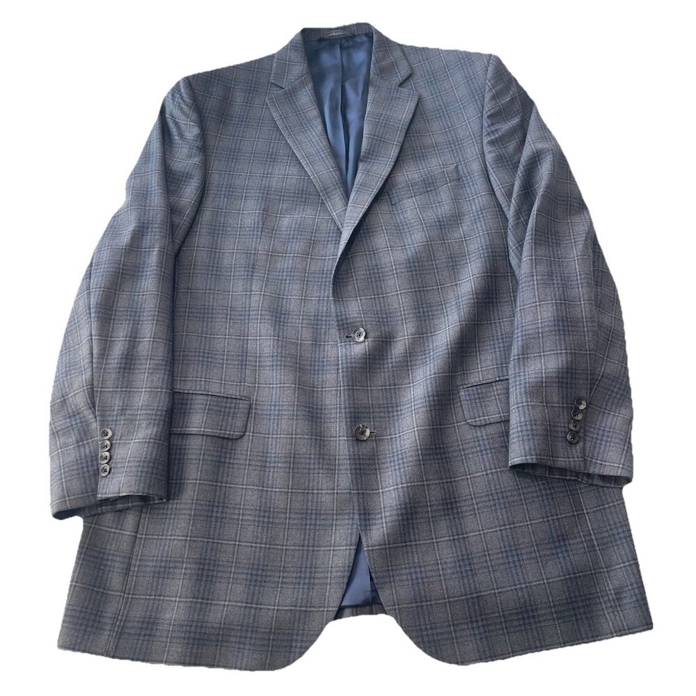 Jack Victor Rochester Blazer Men 44XL Gray Check Luxor 2 Button Wool